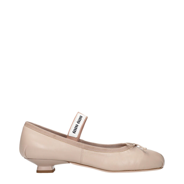 Rosa Leder-Ballett-Flats