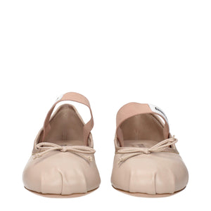 Rosa Leder-Ballett-Flats