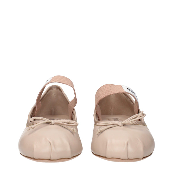 Rosa Leder-Ballett-Flats