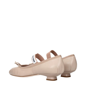 Rosa Leder-Ballett-Flats