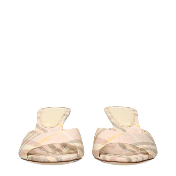 Pinke Stoff-Stilettosandalen