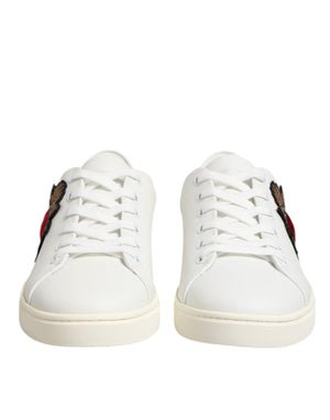 Weiß Leder Sacre Herz Patch Turnschuhe Schuhe