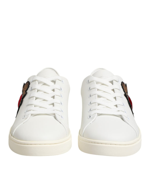 Weiß Leder Sacre Herz Patch Turnschuhe Schuhe