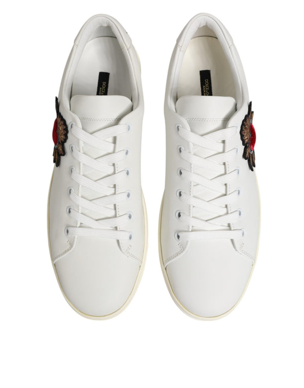 Weiß Leder Sacre Herz Patch Turnschuhe Schuhe