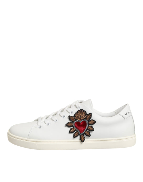 Weiß Leder Sacre Herz Patch Turnschuhe Schuhe