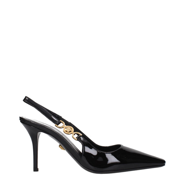 Schwarze Lederpumps mit hohem Absatz