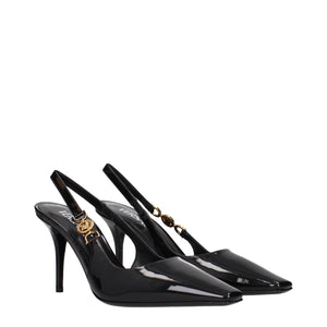 Schwarze Lederpumps mit hohem Absatz