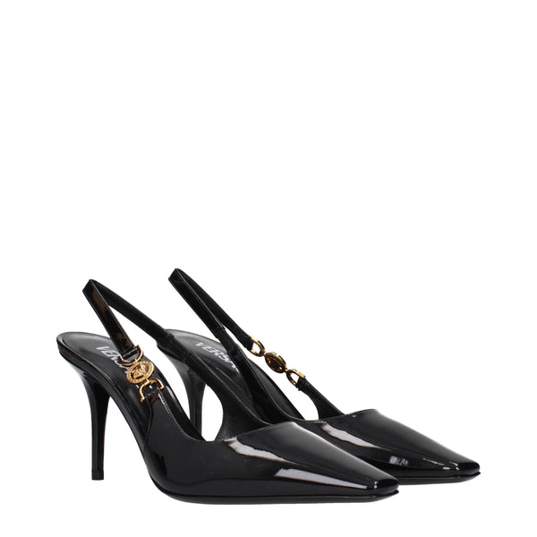 Schwarze Lederpumps mit hohem Absatz