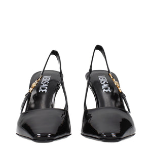 Schwarze Lederpumps mit hohem Absatz