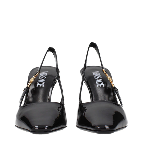 Schwarze Lederpumps mit hohem Absatz