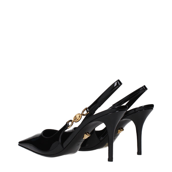 Schwarze Lederpumps mit hohem Absatz