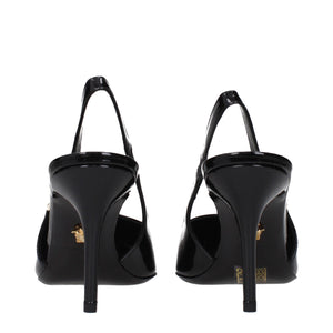 Schwarze Lederpumps mit hohem Absatz