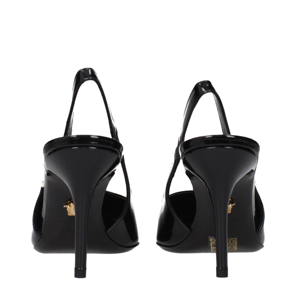 Schwarze Lederpumps mit hohem Absatz