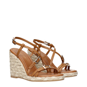 Braune Leder-Keilsandalen