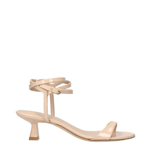 Beigefarbene Leder-Stilettos