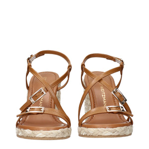 Braune Leder-Keilsandalen