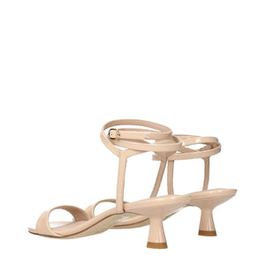 Beigefarbene Leder-Stilettos