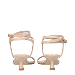 Beigefarbene Leder-Stilettos