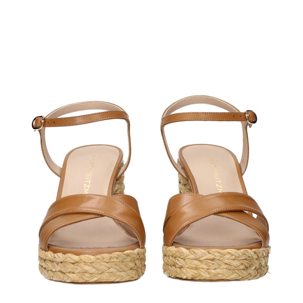 Braune Leder-Plateau-Sandalen