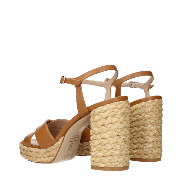 Braune Leder-Plateau-Sandalen