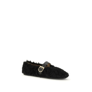 Schwarze Fell-Ballerinas