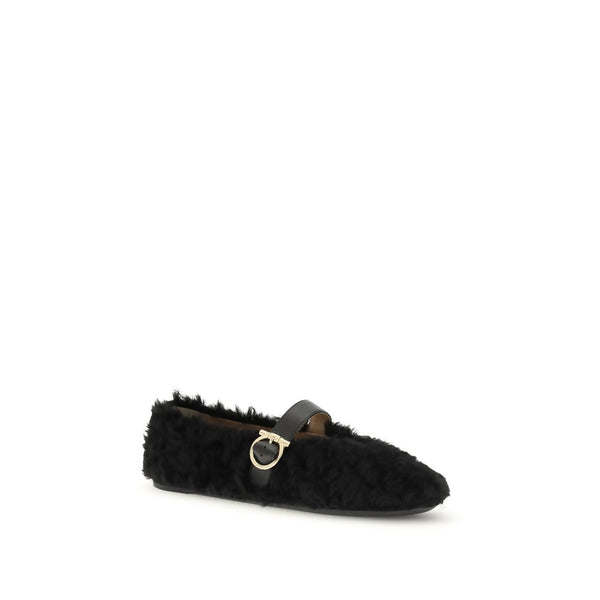 Schwarze Fell-Ballerinas