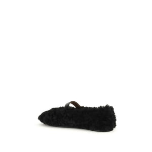 Schwarze Fell-Ballerinas