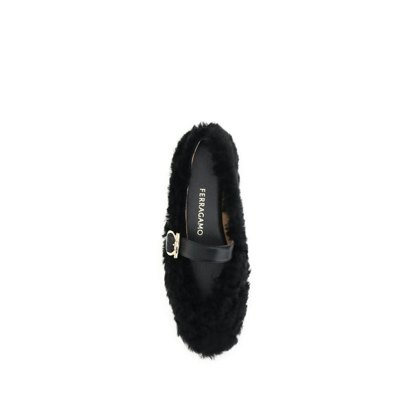 Schwarze Fell-Ballerinas
