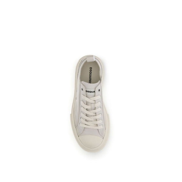 Cremefarbene Leder-Plateau-Sneaker