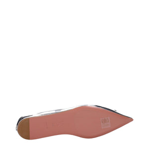 Graue Leder-Ballett-Flats