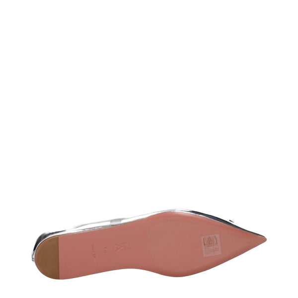 Graue Leder-Ballett-Flats