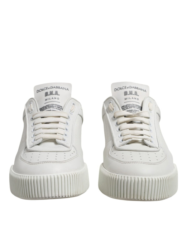 Weiß Leder MIAMI Low Top Turnschuhe Schuhe