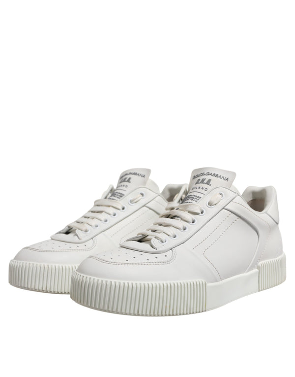 Weiß Leder MIAMI Low Top Turnschuhe Schuhe