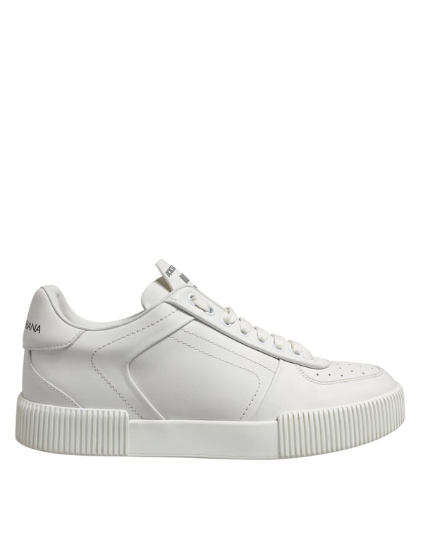 Weiß Leder MIAMI Low Top Turnschuhe Schuhe