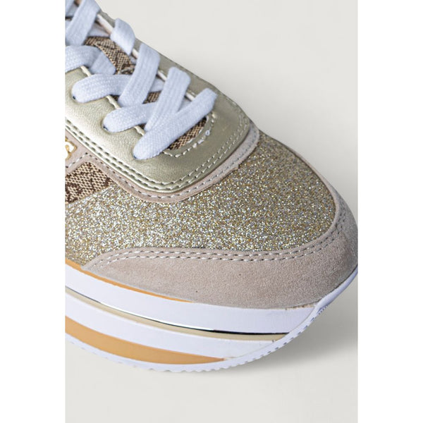 Beige Polyester-Plateau-Sneaker