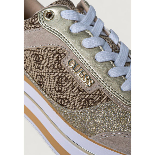 Beige Polyester-Plateau-Sneaker