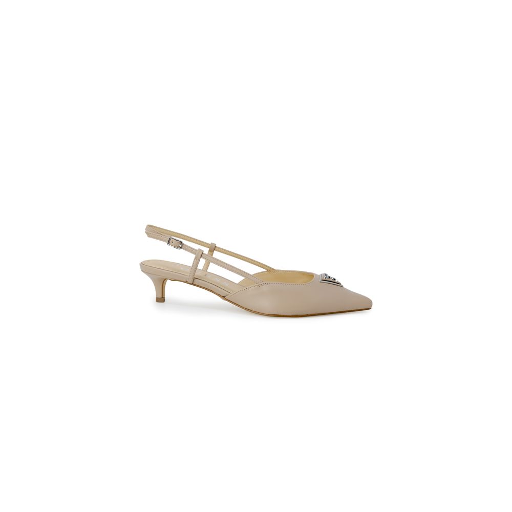 Beige Polyester Pumps mit hohem Absatz