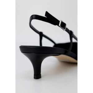 Schwarze Polyester-Pumps mit hohem Absatz