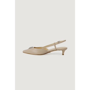 Beige Polyester Pumps mit hohem Absatz