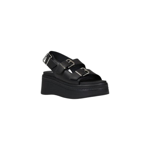 Schwarze Leder-Sandale