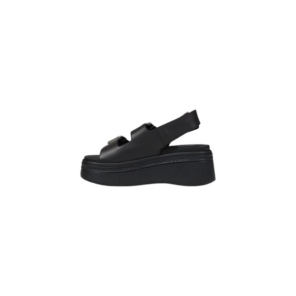 Schwarze Leder-Sandale
