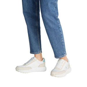 Cremefarbene Leder-Sneaker