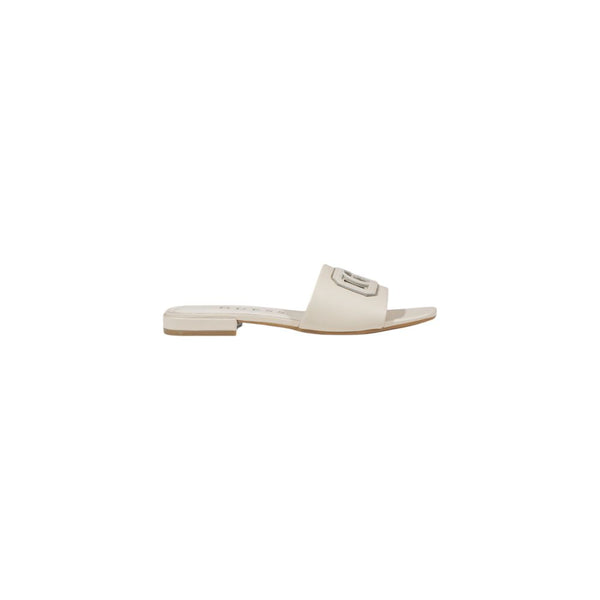 Cremefarbene Leder-Sandale