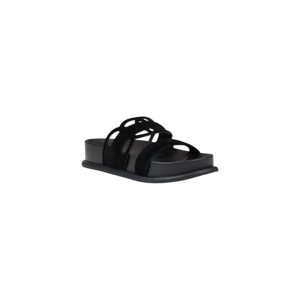 Schwarze Leder-Sandale