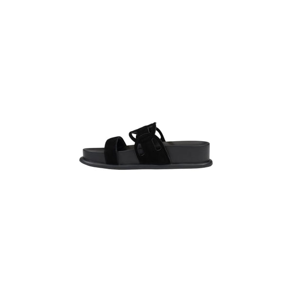 Schwarze Leder-Sandale