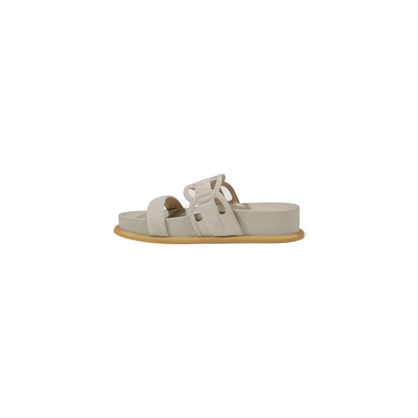Graue Leder-Sandale