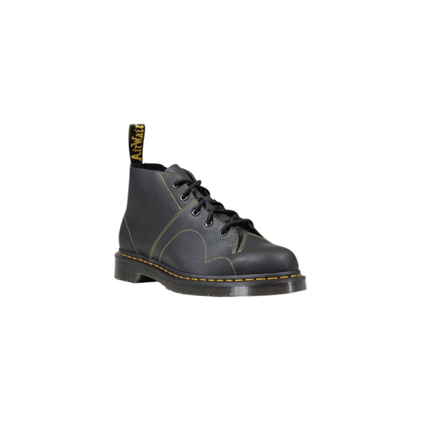 Schwarze Leder-Schnürstiefel