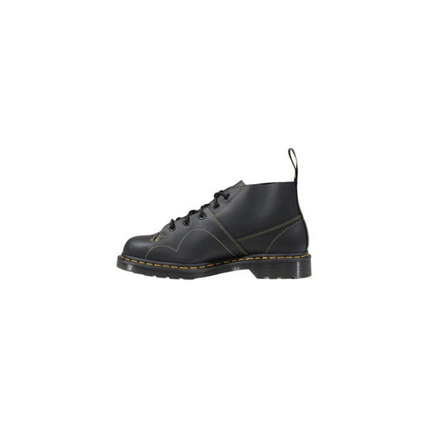 Schwarze Leder-Schnürstiefel