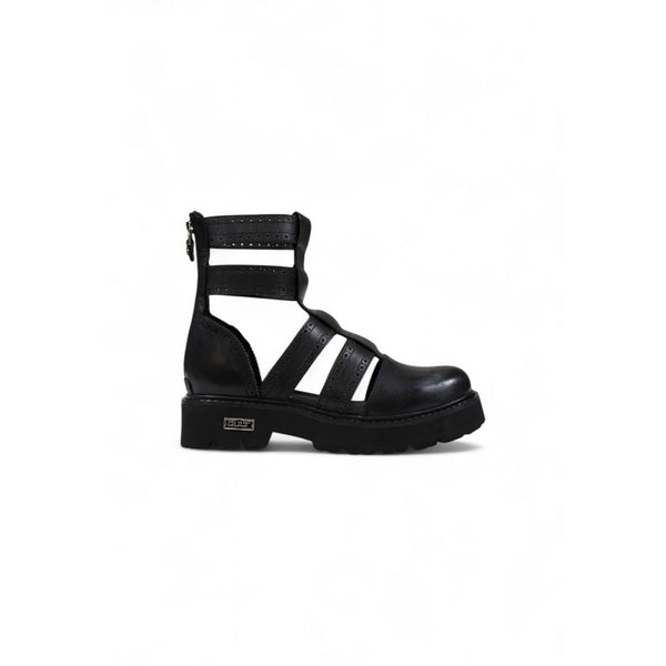 Schwarze Leder-Sandale