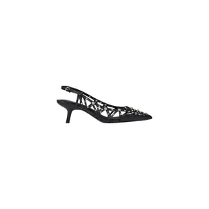 Schwarze Leder-Pumps mit hohem Absatz